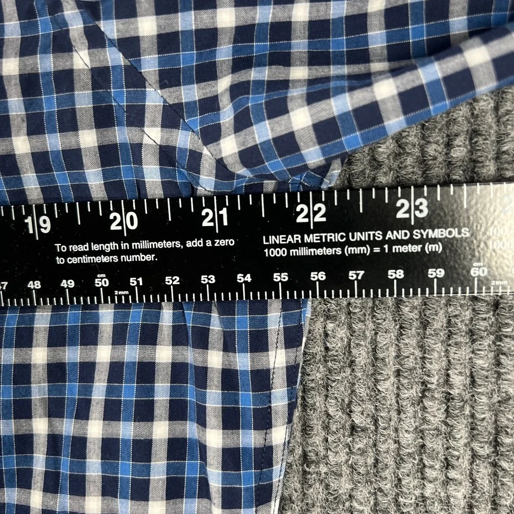 Banana Republic Shirt Mens Large Blue Plaid Long Sleeve Button Up Slim Fit
